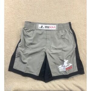 TITLE MMA Men's Gray Black Combat‎ Fight Shorts Size L Polyester